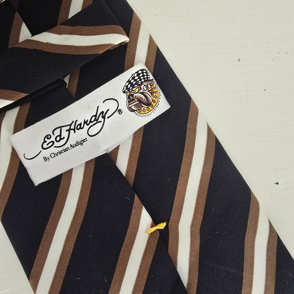 Ed Hardy by Christian Audigier Men Tiger Silk Tie Retro Bold Statement Piece - Picture 7 of 8